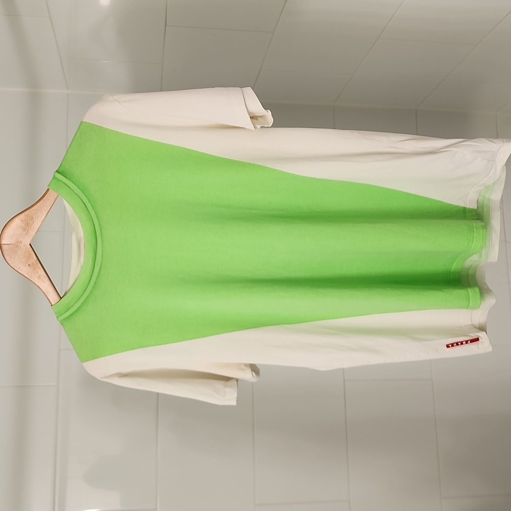 Prada T-Shirt (White/Neon Green, L)